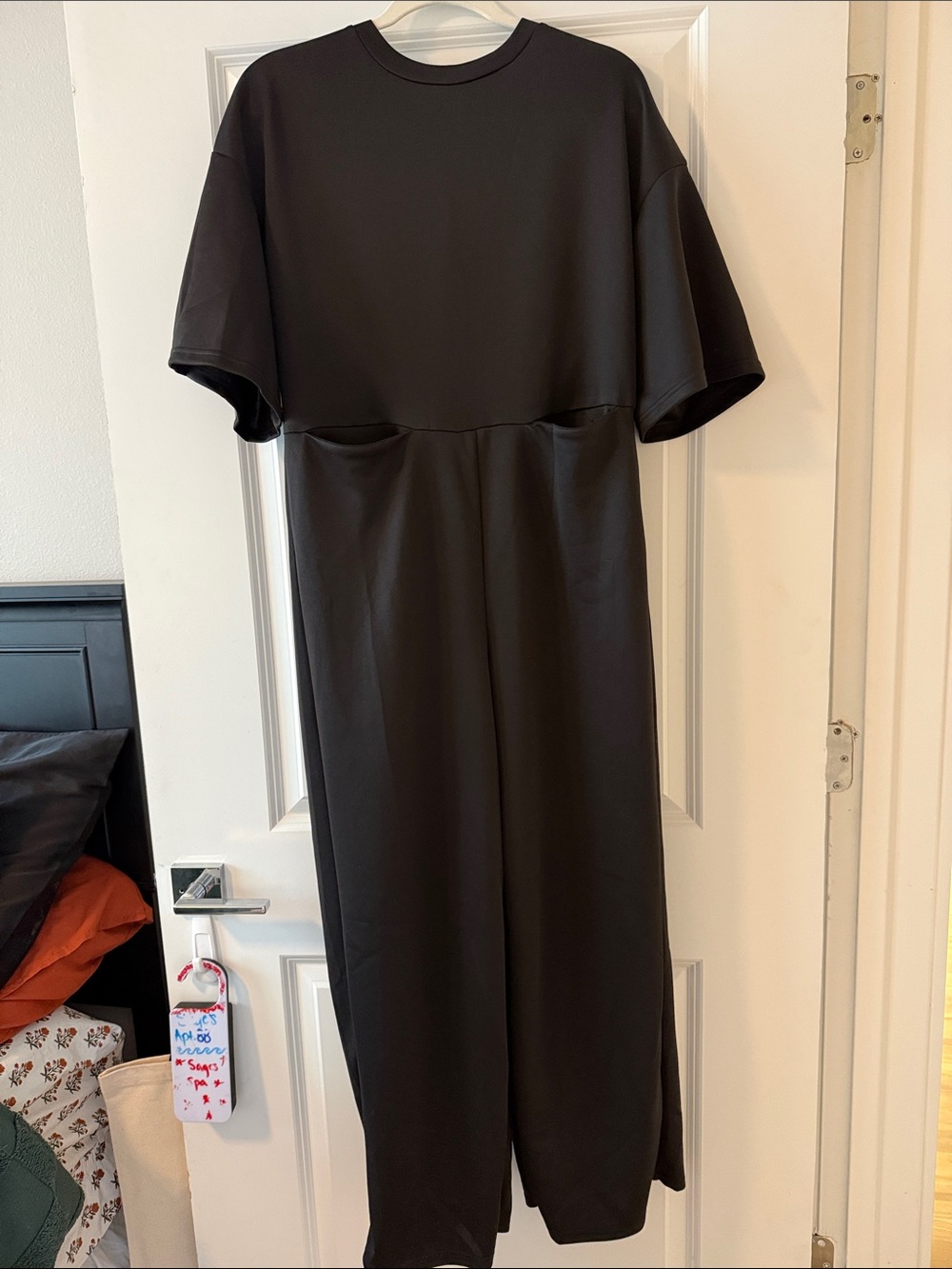 Black Structured Short-Sleeve Jumpsuit